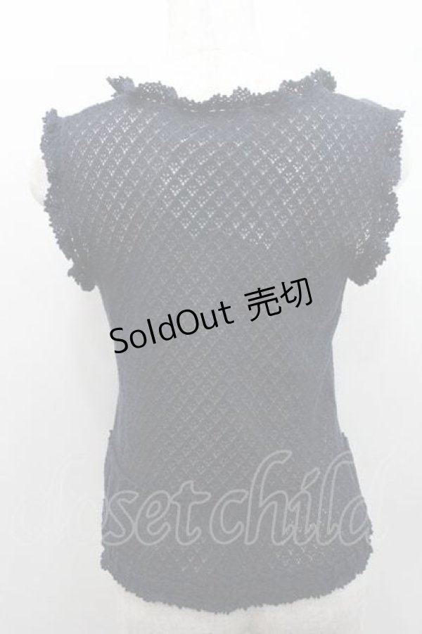 画像2: INGEBORG / モチーフ付きニットタンクトップ L ネイビー I-26-01-10-036-LO-TO-SA-ZI (2)