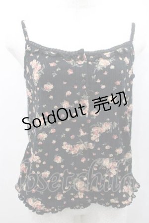 画像: PINK HOUSE / 花柄前開きキャミソール L ブラック I-26-01-10-037-LO-TO-SA-ZI