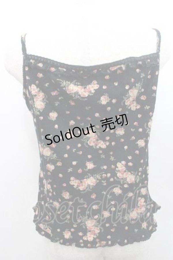 画像2: PINK HOUSE / 花柄前開きキャミソール L ブラック I-26-01-10-037-LO-TO-SA-ZI (2)