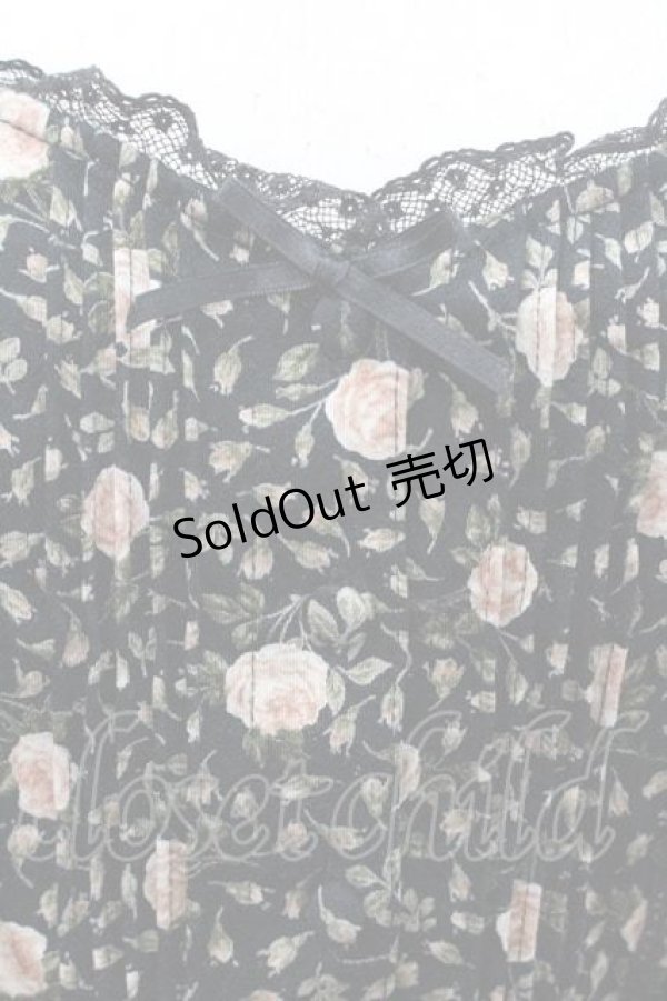 画像3: PINK HOUSE / 薔薇柄前開きキャミソール L ブラック I-26-01-10-038-LO-TO-SA-ZI (3)