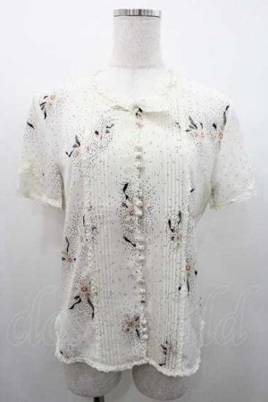 画像: INGEBORG / 百合柄レース半袖ブラウス S アイボリー I-26-01-10-039-LO-BL-SA-ZI