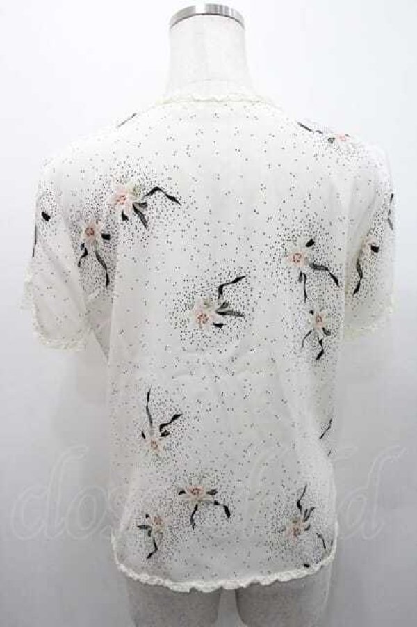 画像2: INGEBORG / 百合柄レース半袖ブラウス S アイボリー I-26-01-10-039-LO-BL-SA-ZI (2)