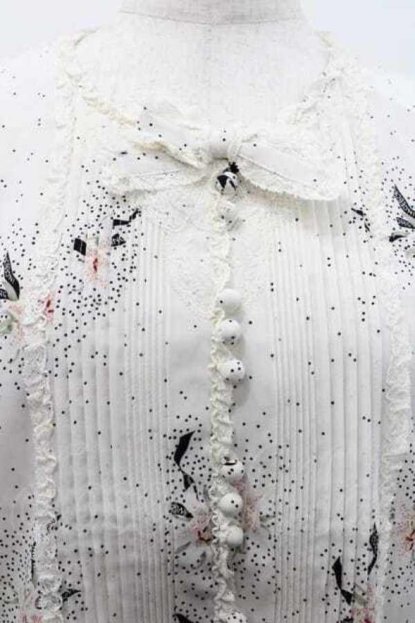 画像4: INGEBORG / 百合柄レース半袖ブラウス S アイボリー I-26-01-10-039-LO-BL-SA-ZI (4)