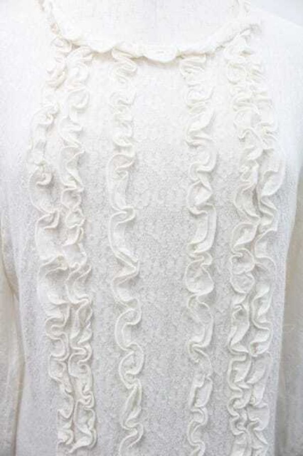画像3: INGEBORG / 縦フリル長袖トップス M アイボリー I-26-01-10-040-LO-TO-SA-ZI (3)