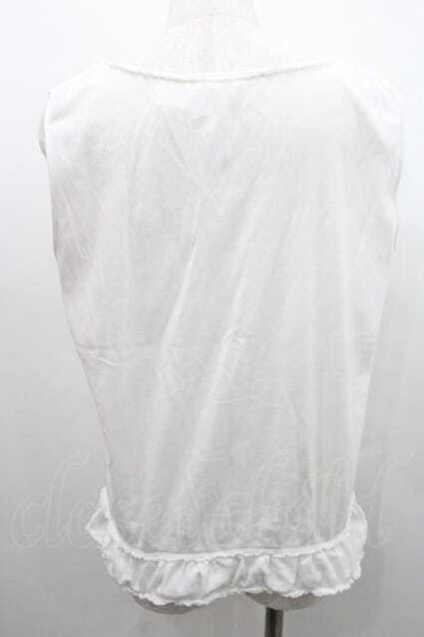 画像2: PINK HOUSE / 胸元切替&縦ピンタックノースリーブトップス L ホワイト I-26-01-10-043-LO-TO-SA-ZI (2)