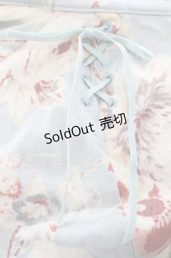 画像4: INGEBORG / 花柄リボン結び五分袖トップス M サックス I-26-01-10-045-LO-TO-SA-ZI (4)