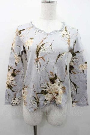 画像: INGEBORG / 鈴蘭ブーケ柄長袖トップス M サックス I-26-01-10-046-LO-TO-SA-ZI