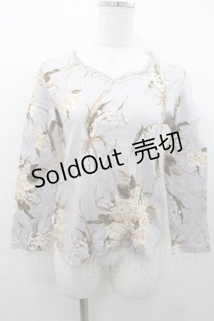 画像: INGEBORG / 鈴蘭ブーケ柄長袖トップス M サックス I-26-01-10-046-LO-TO-SA-ZI