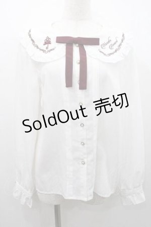 画像: Amavel / 鍵刺繍ブラウス  白Ｘボルドー I-26-01-10-005-CA-BL-SA-ZI