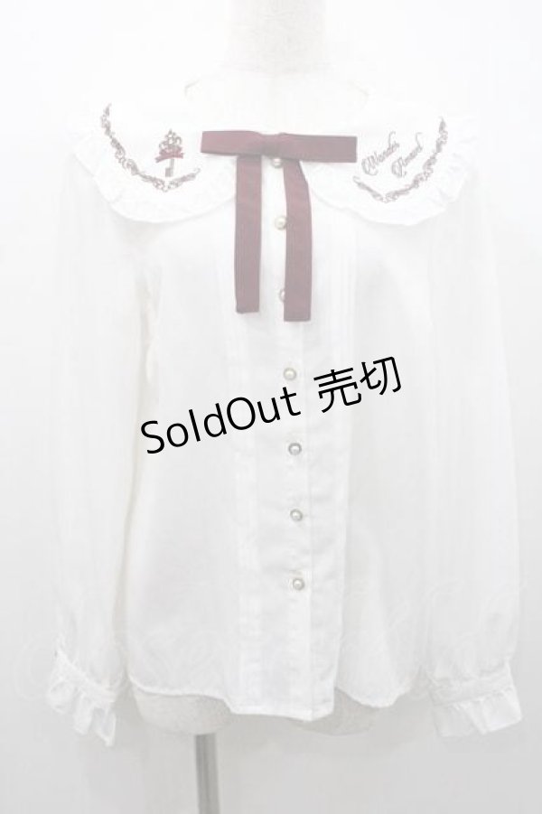 画像1: Amavel / 鍵刺繍ブラウス  白Ｘボルドー I-26-01-10-005-CA-BL-SA-ZI (1)