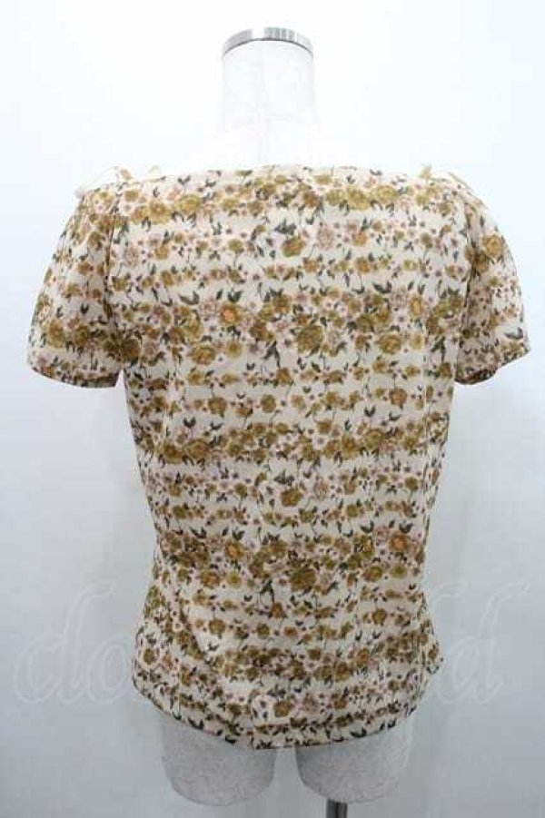 画像2: INGEBORG / 花ストライプ柄リボン結びトップス L ベージュ I-26-01-10-050-LO-TO-SA-ZI (2)