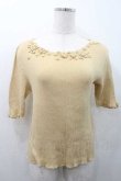 画像1: INGEBORG / モチーフ付き五分袖ニットトップス M イエロー I-26-01-10-051-LO-TO-SA-ZI (1)