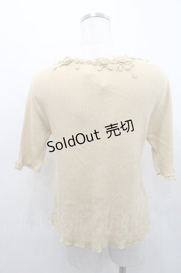 画像2: INGEBORG / モチーフ付き五分袖ニットトップス M イエロー I-26-01-10-051-LO-TO-SA-ZI (2)