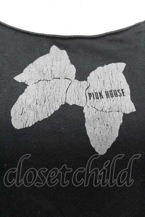 画像3: PINK HOUSE / リボンプリントTシャツ  黒Ｘグレー I-26-01-10-053-LO-TO-SA-ZI (3)