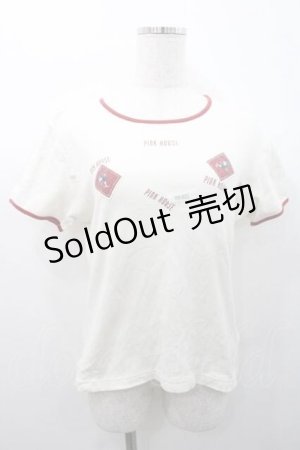 画像: PINK HOUSE / いるかワッペン半袖カットソー L アイボリーＸ赤 I-26-01-10-054-LO-TO-SA-ZI