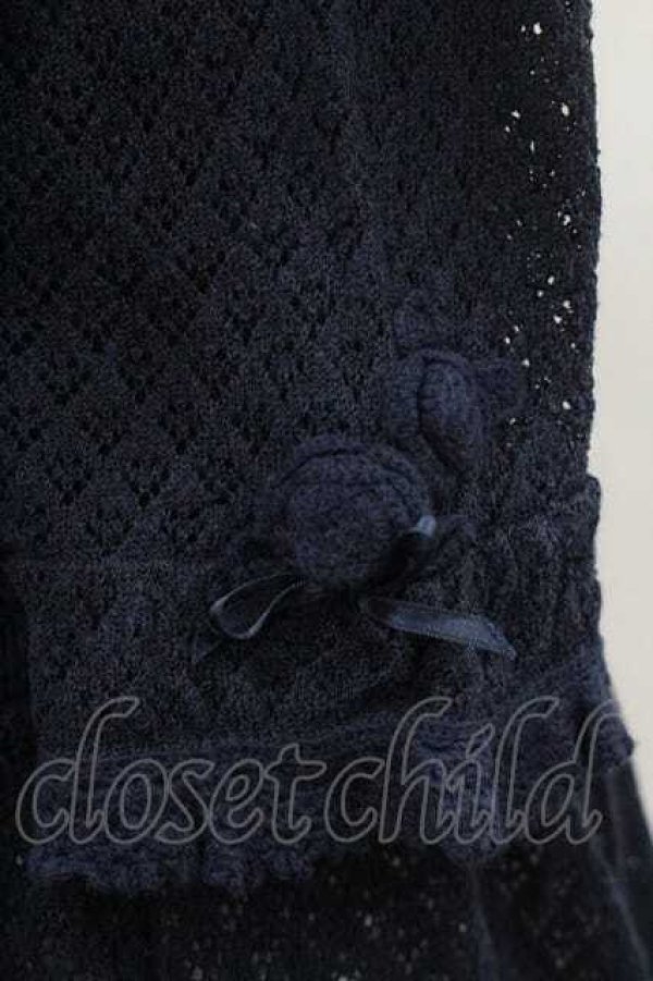 画像3: INGEBORG / Vネック裾切替ニットカーディガン L ネイビー I-26-01-10-055-LO-TO-SA-ZI (3)