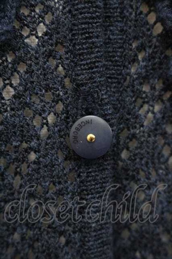 画像5: INGEBORG / Vネック裾切替ニットカーディガン L ネイビー I-26-01-10-055-LO-TO-SA-ZI (5)