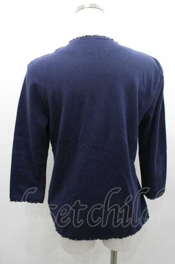 画像2: PINK HOUSE / チューリップ刺繍カットソーカーディガン L ネイビー I-26-01-10-056-LO-TO-SA-ZI (2)