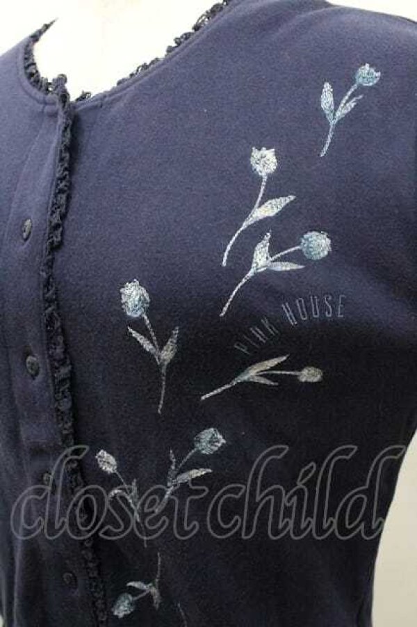 画像3: PINK HOUSE / チューリップ刺繍カットソーカーディガン L ネイビー I-26-01-10-056-LO-TO-SA-ZI (3)