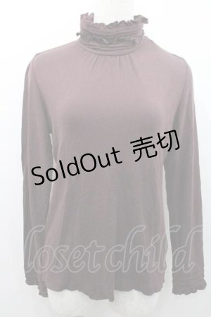 画像: PINK HOUSE / ピンタック&ピコフリルハイネックカットソー M ブラウン I-26-01-10-057-LO-TO-SA-ZI