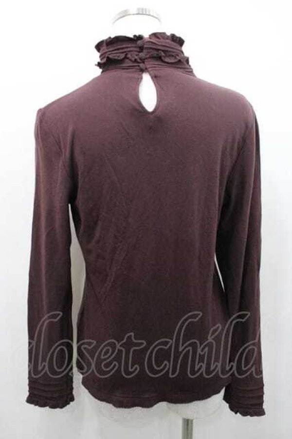 画像2: PINK HOUSE / ピンタック&ピコフリルハイネックカットソー M ブラウン I-26-01-10-057-LO-TO-SA-ZI (2)