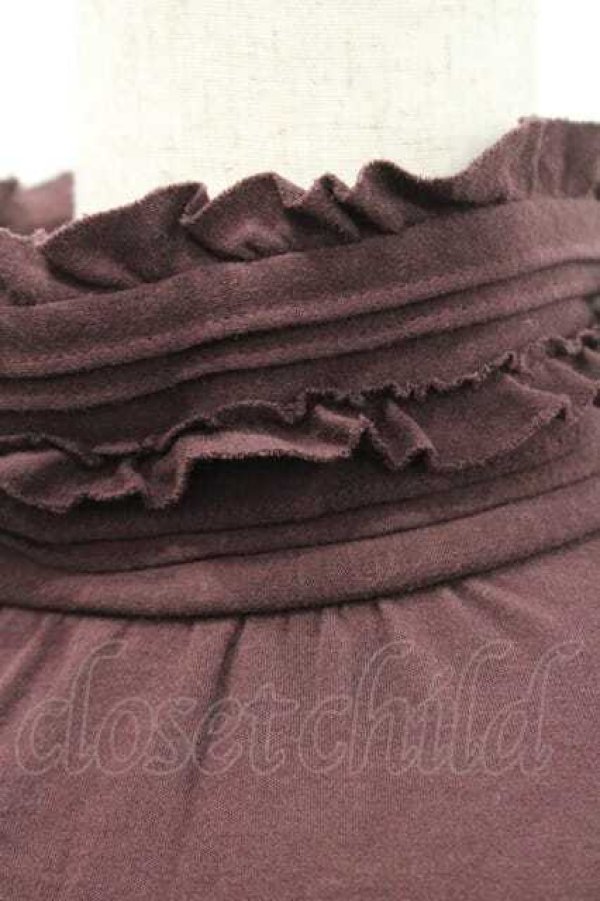 画像3: PINK HOUSE / ピンタック&ピコフリルハイネックカットソー M ブラウン I-26-01-10-057-LO-TO-SA-ZI (3)