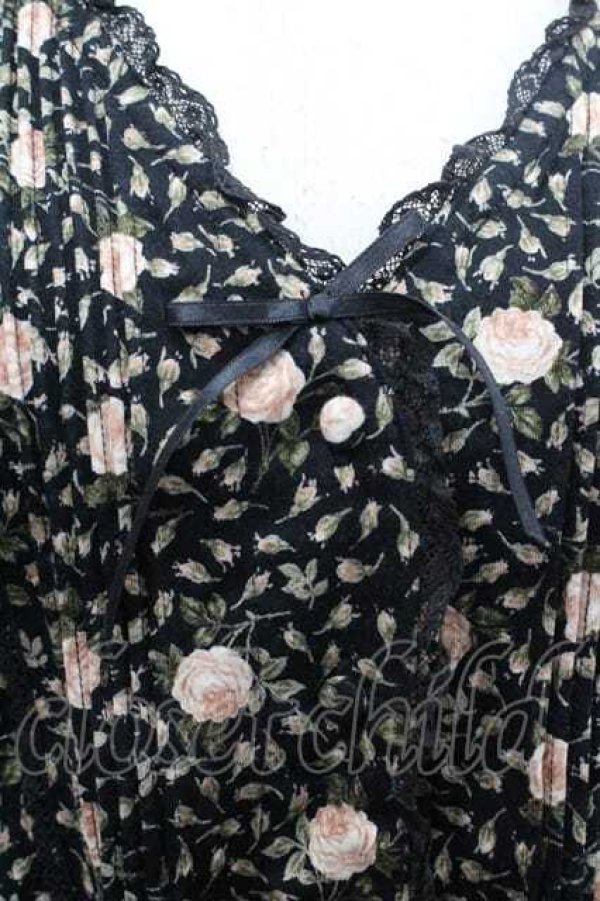 画像3: PINK HOUSE / 薔薇柄Vネック五分袖カットソーカーディガン L ブラック I-26-01-10-060-LO-TO-SA-ZI (3)