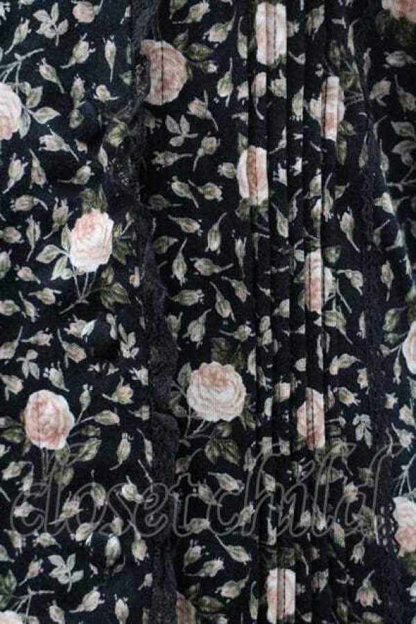 画像4: PINK HOUSE / 薔薇柄Vネック五分袖カットソーカーディガン L ブラック I-26-01-10-060-LO-TO-SA-ZI (4)