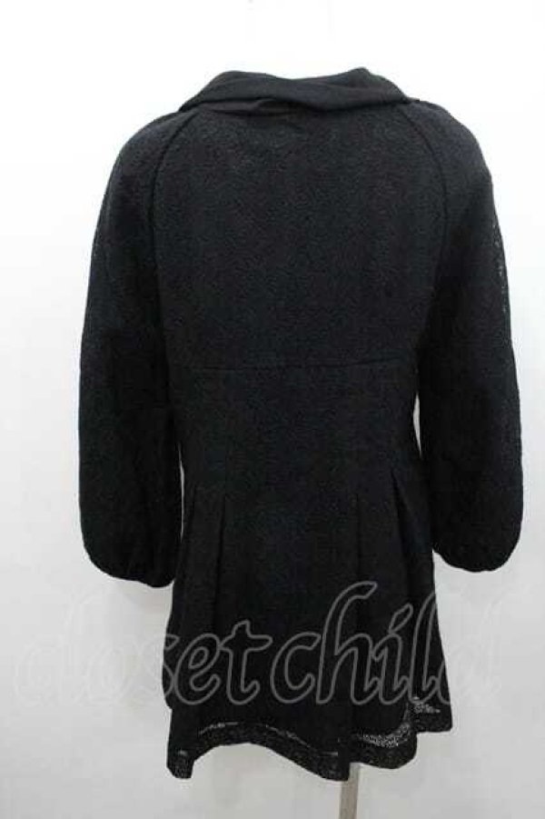 画像2: INGEBORG / レース地ボウタイ被りブラウス 13号 ブラック I-26-01-10-061-LO-TO-SA-ZI (2)