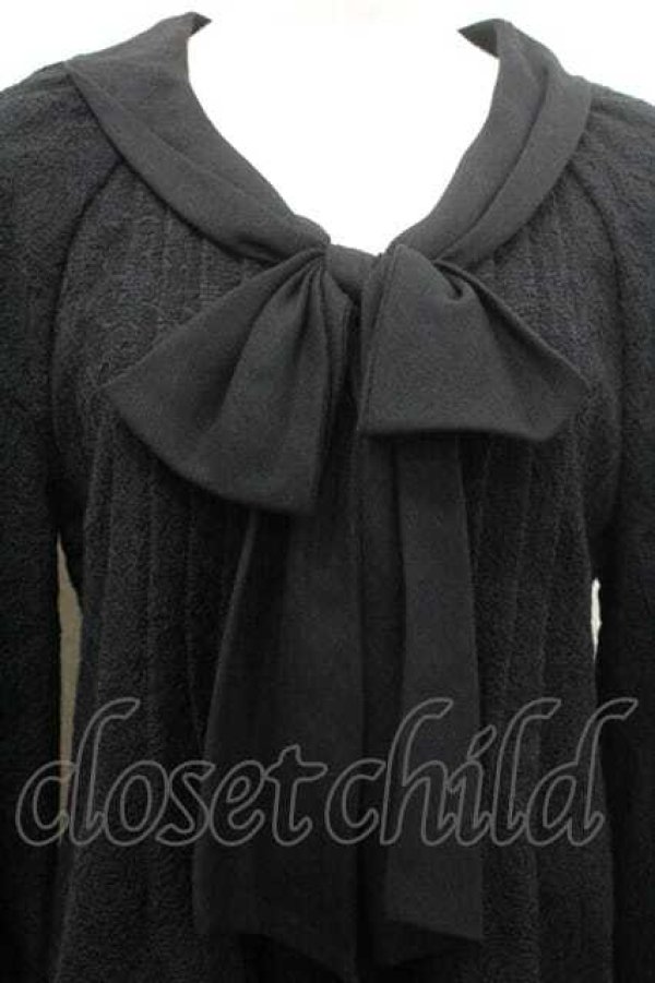 画像4: INGEBORG / レース地ボウタイ被りブラウス 13号 ブラック I-26-01-10-061-LO-TO-SA-ZI (4)