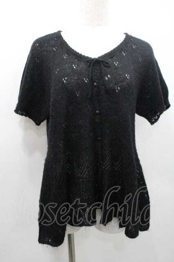 画像1: PINK HOUSE / 半袖ニットカーディガン  ブラック I-26-01-10-062-LO-TO-SA-ZI (1)