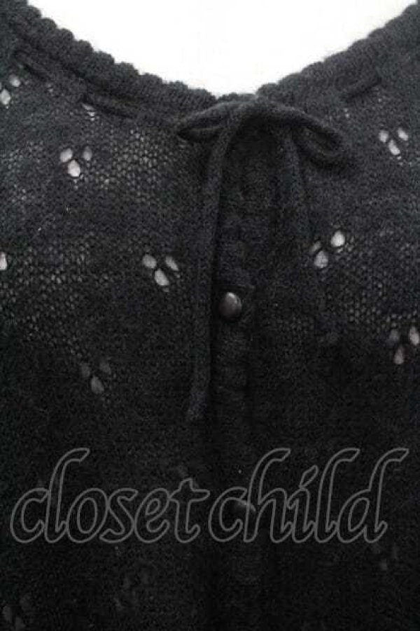 画像3: PINK HOUSE / 半袖ニットカーディガン  ブラック I-26-01-10-062-LO-TO-SA-ZI (3)