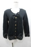 画像1: INGEBORG / リボン&金ボタンスウェットカーディガン  ブラック I-26-01-10-063-LO-TO-SA-ZI (1)