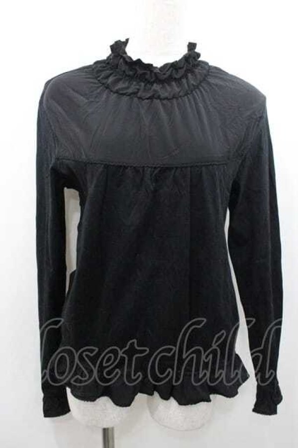 画像1: PINK HOUSE / シャーリングハイネックトップス 4(L) 黒 I-26-01-10-064-LO-TO-SA-ZI (1)