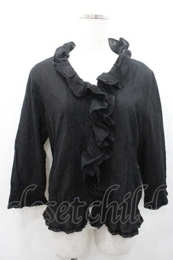 画像1: INGEBORG / フリルシアーブラウス M ブラック I-26-01-10-065-LO-BL-SA-ZI (1)