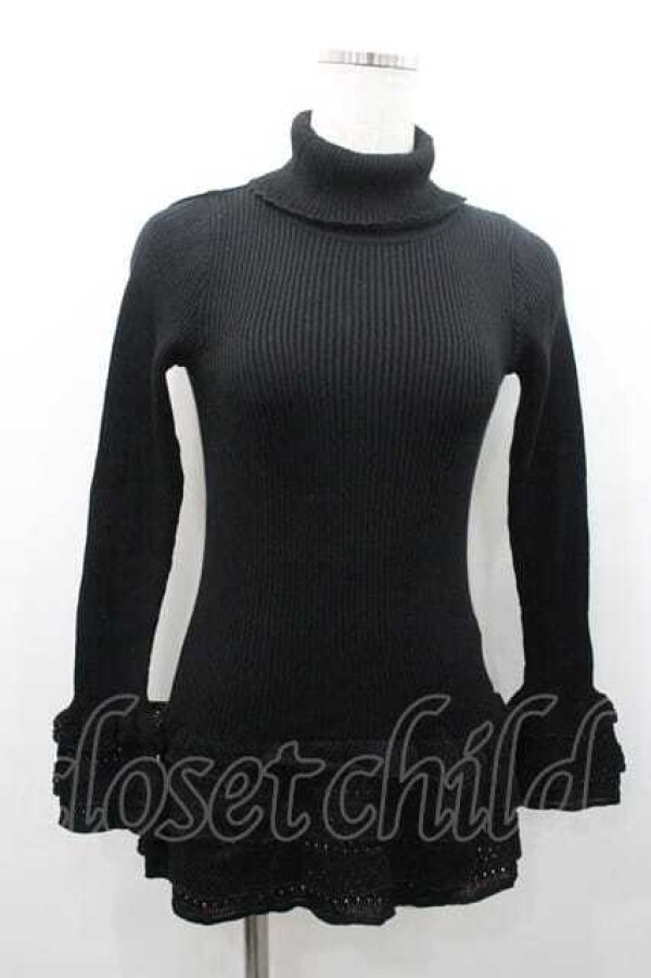 画像1: PINK HOUSE / ハイネックニットトップス M 黒 I-26-01-10-066-LO-TO-SA-ZI (1)