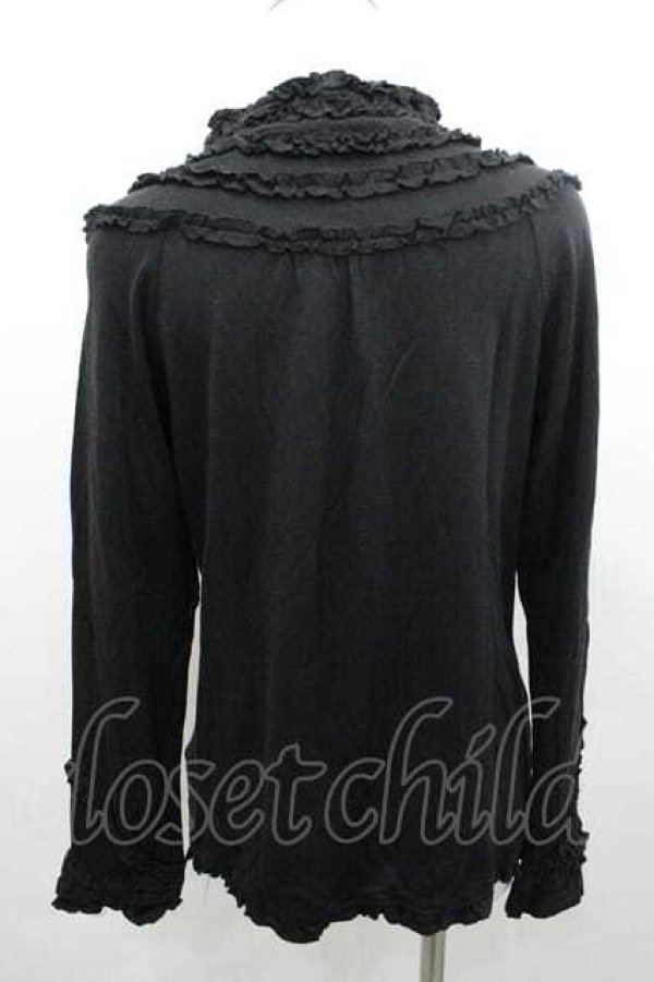 画像2: PINK HOUSE / ハイネックフリル長袖カットソー  黒 I-26-01-10-067-LO-TO-SA-ZI (2)