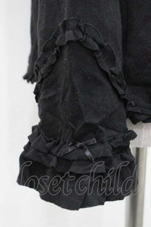 画像3: PINK HOUSE / ハイネックフリル長袖カットソー  黒 I-26-01-10-067-LO-TO-SA-ZI (3)