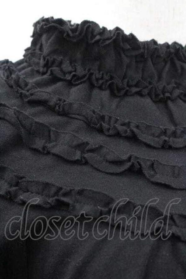画像4: PINK HOUSE / ハイネックフリル長袖カットソー  黒 I-26-01-10-067-LO-TO-SA-ZI (4)