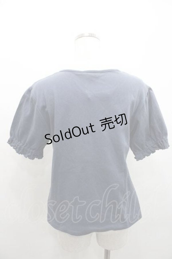 画像2: PINK HOUSE / ロゴ入りパフスリーブカットソー  グレーＸ白 I-26-01-10-068-LO-TO-SA-ZI (2)