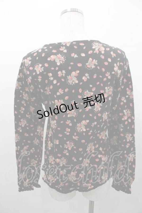 画像2: PINK HOUSE / 苺総柄カットソー  黒Ｘ赤 I-26-01-10-069-LO-TO-SA-ZI (2)