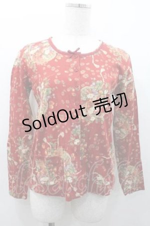 画像: PINK HOUSE / いちごバスケット柄カットカーディガン  赤 I-26-01-10-071-LO-TO-SA-ZI