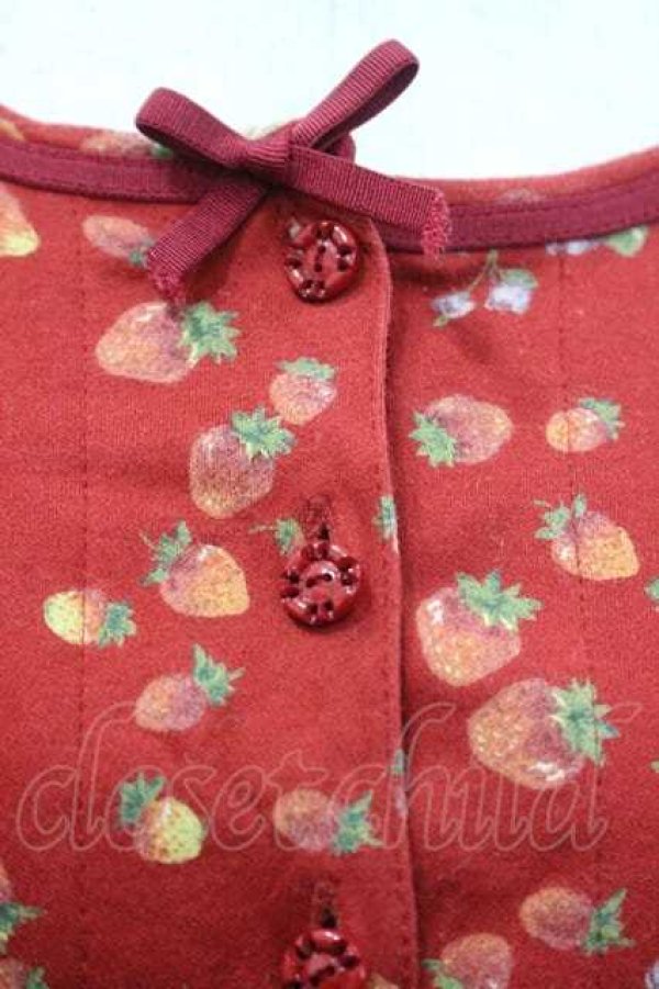 画像4: PINK HOUSE / いちごバスケット柄カットカーディガン  赤 I-26-01-10-071-LO-TO-SA-ZI (4)