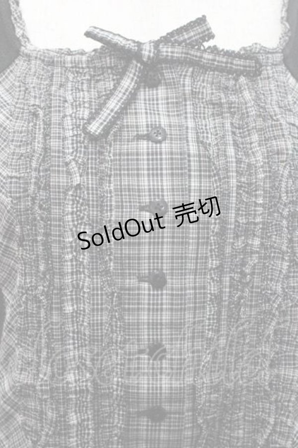 画像3: PINK HOUSE / ラグランスリーブフリルカットソー  黒Ｘチェック I-26-01-10-072-LO-TO-SA-ZI (3)