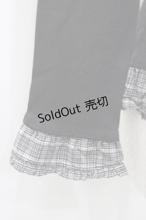 画像4: PINK HOUSE / ラグランスリーブフリルカットソー  黒Ｘチェック I-26-01-10-072-LO-TO-SA-ZI (4)