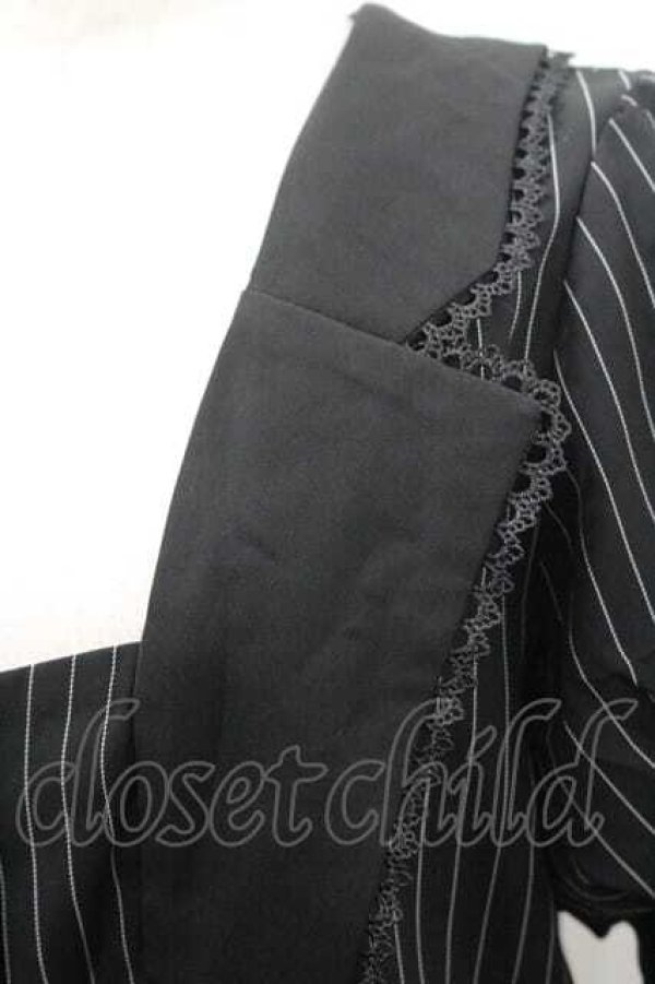 画像3: Chalmiere / ストライプレースアップジャケット M ブラック I-26-01-10-073-0-JA-SA-ZI (3)