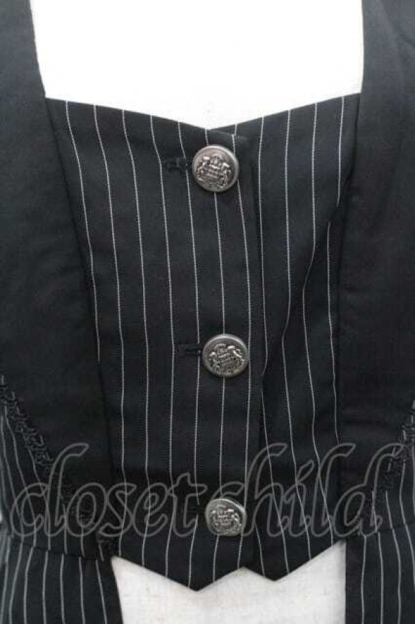 画像4: Chalmiere / ストライプレースアップジャケット M ブラック I-26-01-10-073-0-JA-SA-ZI (4)