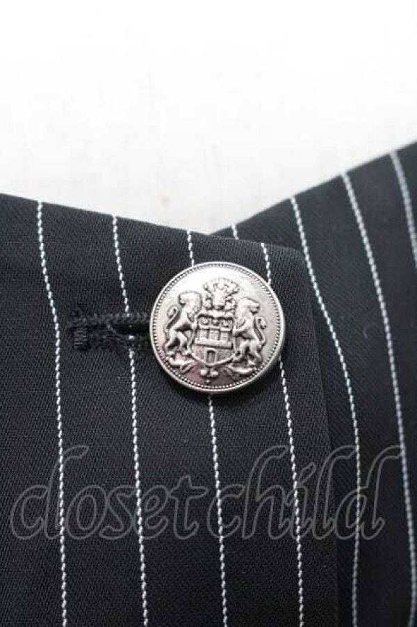 画像5: Chalmiere / ストライプレースアップジャケット M ブラック I-26-01-10-073-0-JA-SA-ZI (5)