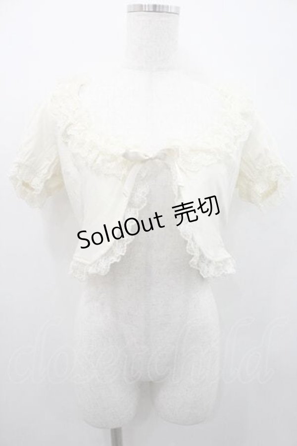 画像1: Innocent World / チュールレース半袖ボレロ  生成り I-26-01-10-007-IW-TO-SA-ZI (1)