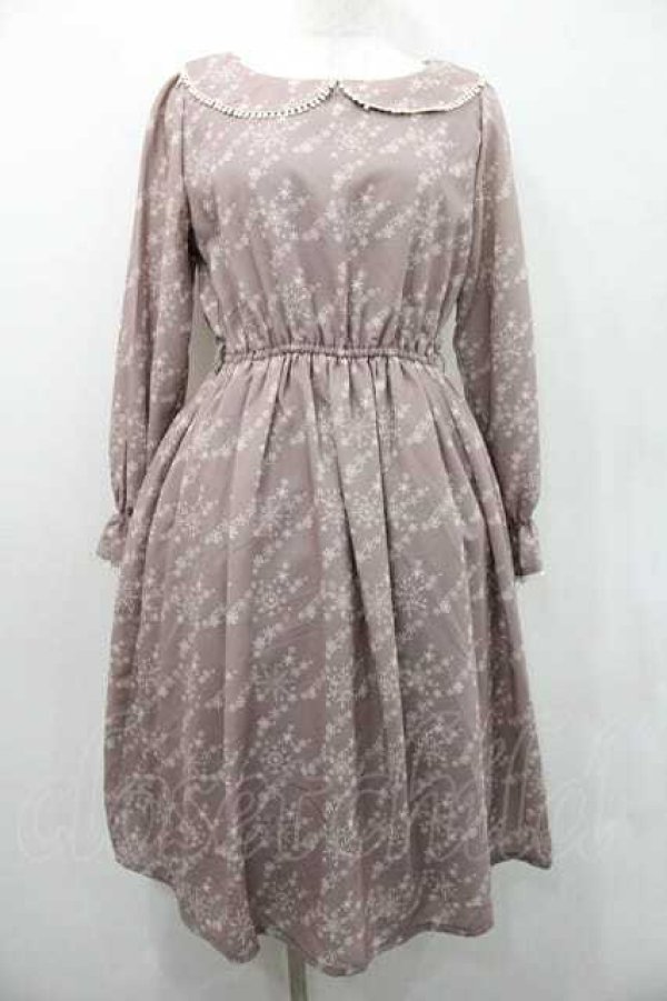 画像1: Fi.n.t / スノー千鳥柄ワンピース  ピンクベージュ I-26-01-10-081-CA-OP-SA-ZI (1)